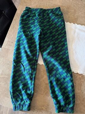 Kenzo kids pre owned Navy & Green Logo Joggers size 10